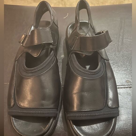 Bacco Bucci Sandals Black Leather - Made In Italy - Picture 1 of 9